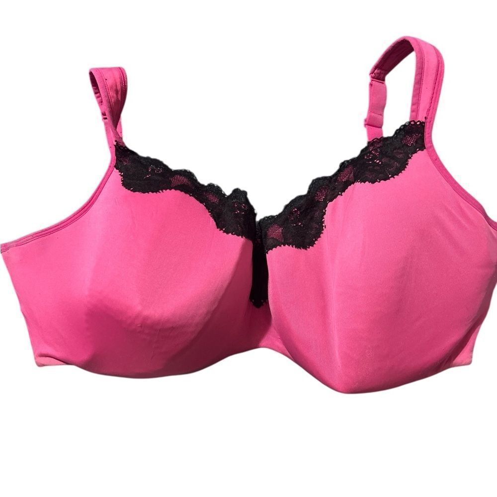 Cacique Pink Bra with Black Lace Detail